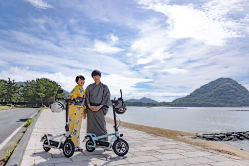 萩を電動キックボードで巡る“中村釣具店むらやカフェ”レトロプラン（軽食セット付き）1組1名様コース　体験型ツアー返礼品｜HGH00050