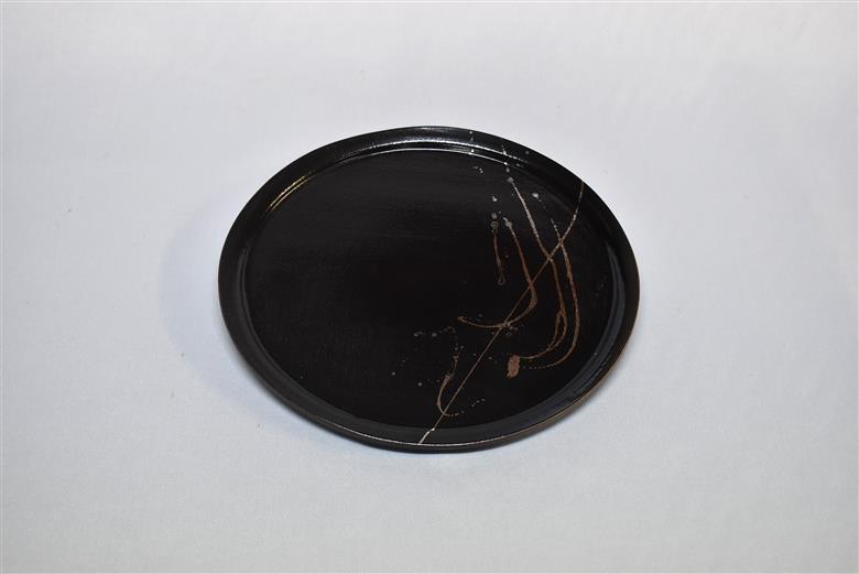 萩焼　銀彩ブラックプレート皿｜HGH00012