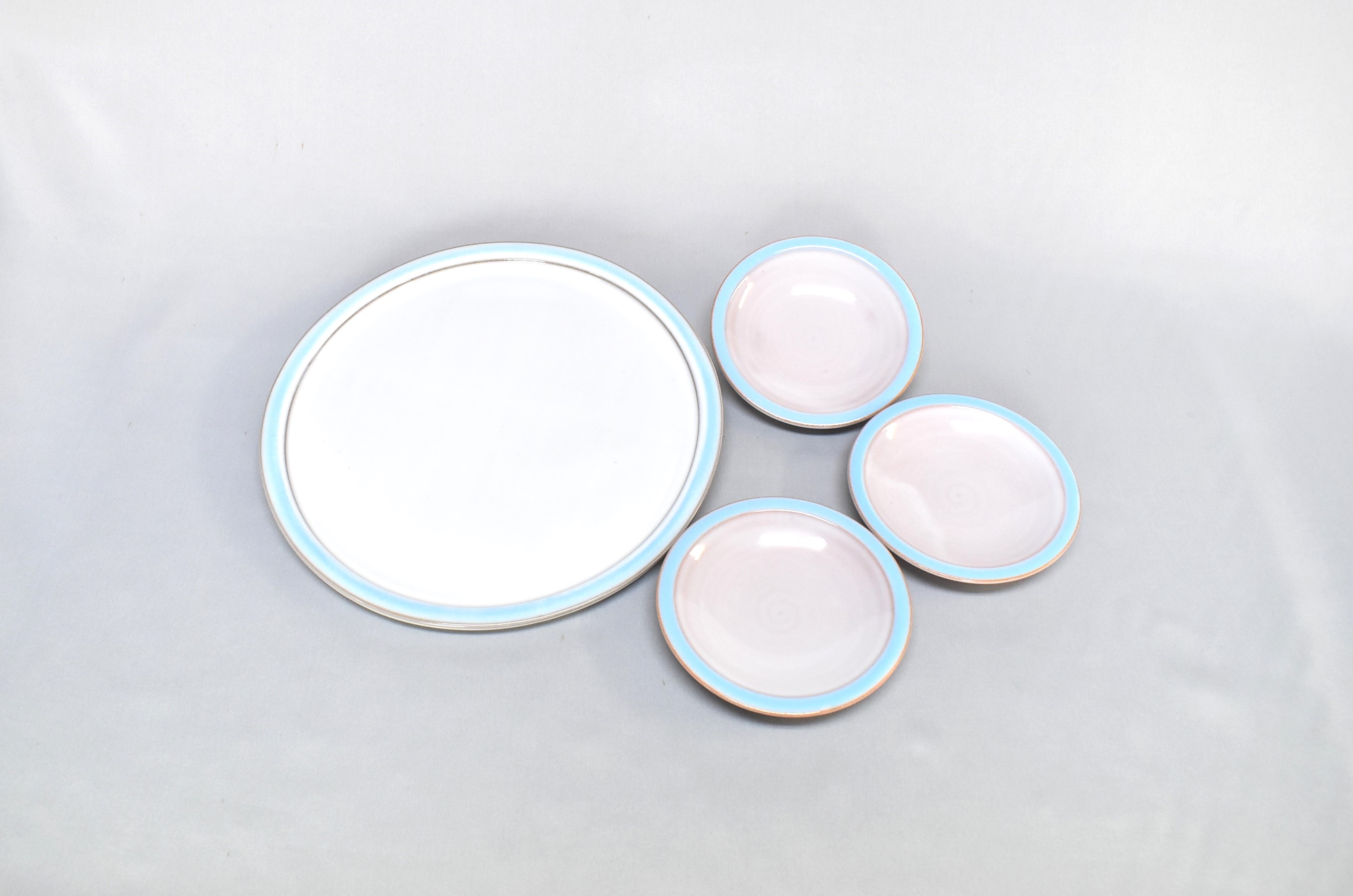 萩焼　スカイブループレート皿宴の器揃い｜HGH00025