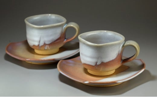 萩焼　コーヒーカップ・ペア（四角）｜HG000330