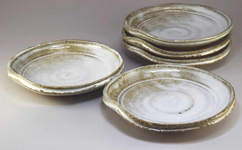 萩焼　荒丸皿　5客揃｜HG000331