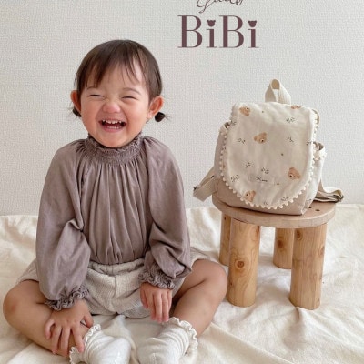 お名前入り ポンポンベビーリュック くまとお花