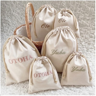 お名前刺繍入り 巾着 SサイズMサイズ