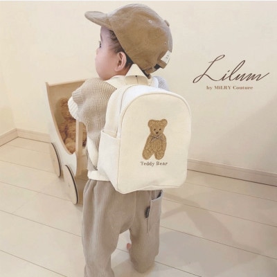 お名前刺繍入り もこもこテディベア ベビーリュック