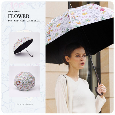 日傘 レディース ボタニカル柄 完全遮光 日本製 8本骨 晴雨兼用