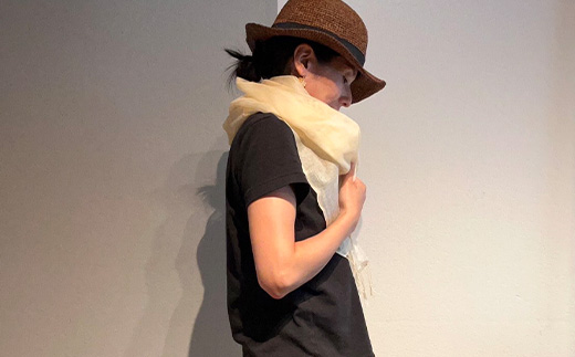 大地を纏うストール 岩国鎮守の山の土染めストール レモンイエロー【あめつち..】