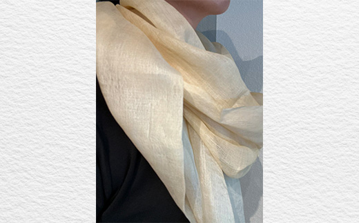 大地を纏うストール 岩国鎮守の山の土染めストール レモンイエロー【あめつち..】