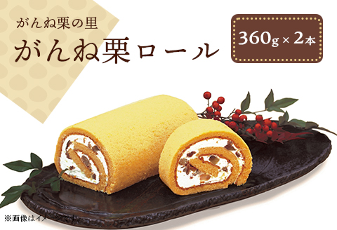 がんね栗ロール 2本セット (360g×2本入り)【がんね栗の里】