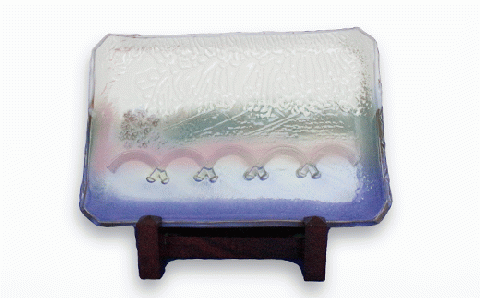 開運　大皿（大）～岩国・百歳人生幸せ橋　錦帯橋～【㈱吉香窯】