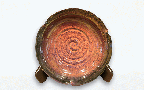 岩国土・心・炎　無限の命 宇宙 大皿(小) ～百歳人生幸せ橋 錦帯橋～【㈱吉香窯】