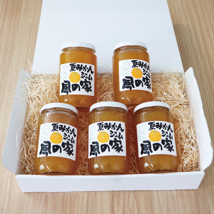 風の家 手作り 夏みかんジャム まとめ買いセット 大400g×5個 合計2kg おすそわけ 自家用 山口県産 夏みかん(10122)