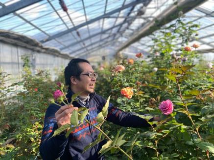 お花の定期便 バラ花束 毎月発送(全3回)【藤野バラ園 フルール縁 花 山口県 長門市】(1410)