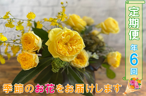 【定期便】長門産季節のお花の定期便(年6回毎月お届け)【記念日 母の日 記念日 お祝い ご自宅用 癒し ギフト】(1601)