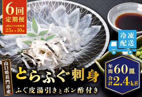 とらふぐ　刺身　定期便　 コース　小分け　1人前【隔月10皿（10人前）×6ヶ月】(250001)