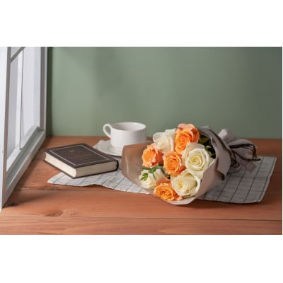 ホシファーム　フリルブーケ　ホワイトオレンジ　8本【配送不可地域：離島】