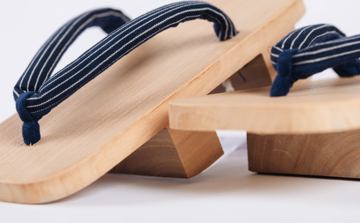 柳井縞鼻緒の桐下駄 (男性用)