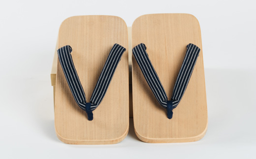 柳井縞鼻緒の桐下駄 (男性用)