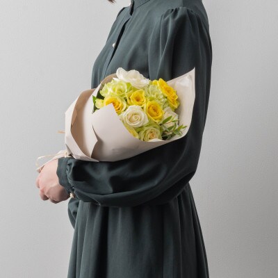 ホシファーム　フリルブーケ　ホワイトイエロー　グリーン12本【配送不可地域：離島】