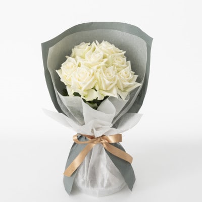 ホシファーム　届いた姿でそのまま飾れるスタンディング薔薇ブーケ　ピュア8本【配送不可地域：離島・北海道・沖縄県】