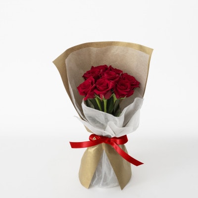 ホシファーム　届いた姿でそのまま飾れるスタンディング薔薇ブーケ　ルージュ8本【配送不可地域：離島・北海道・沖縄県】