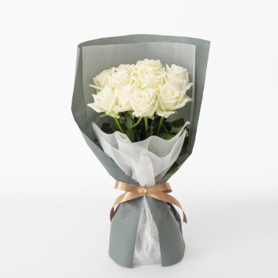 ホシファーム　届いた姿でそのまま飾れるスタンディング薔薇ブーケ　ピュア12本【配送不可地域：離島】