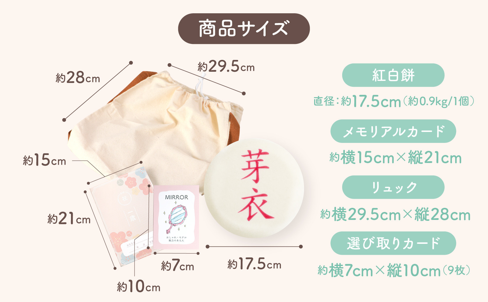 一升餅 セット 名入れ 選び取りカード リュック 【7日後からお届け日指定可能】