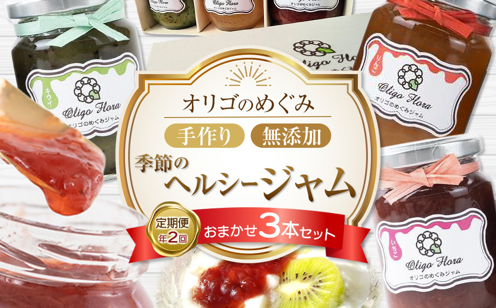 ＜年2回 定期便＞季節のヘルシージャム3本セット 【おまかせ3本セット・150ｇｘ3本（合計450ｇ）】× 2回