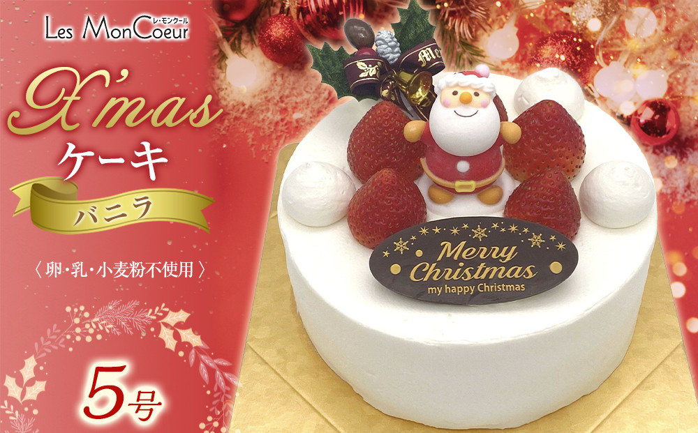 【先行予約】クリスマスケーキ・バニラ【卵・乳製品・小麦粉不使用】 5号（15cm）