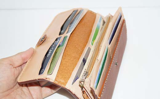 本革製長財布 (小銭・カード・お札ほか)＜レッド＞ 国産牛ヌメ革 ハンドメイド 財布 長財布 ウォレット 本革 レザー 革製品 贈り物 ギフト レッド F6L-295 レッド