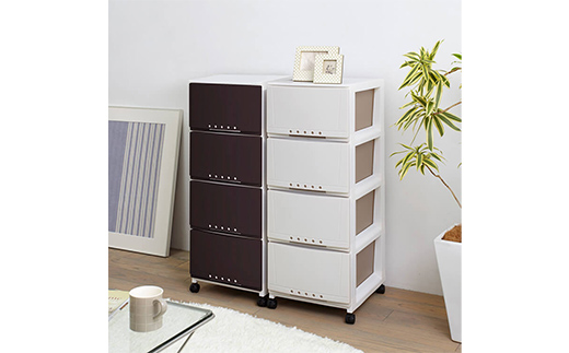 プロフィックス ルームケース3404 カプチーノ 多段 収納 チェスト プラスチックケース ケース キャスター付 インテリア F6L-429  カプチーノ ４段