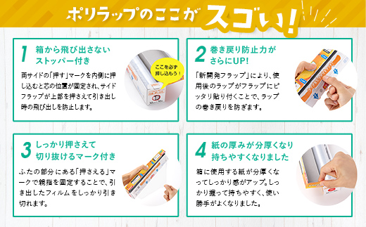 日本製 ポリラップ詰合せ 3種41本セット＜宇部フィルム＞ 国産 ポリラップ ラップ セット 22cm 30cm 50m 食品保存 日用品 災害 備蓄  防災 F6L-863: 山陽小野田市ANAのふるさと納税