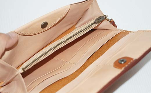 本革製長財布 (小銭・カード・お札ほか)＜レッド＞ 国産牛ヌメ革 ハンドメイド 財布 長財布 ウォレット 本革 レザー 革製品 贈り物 ギフト レッド F6L-295 レッド