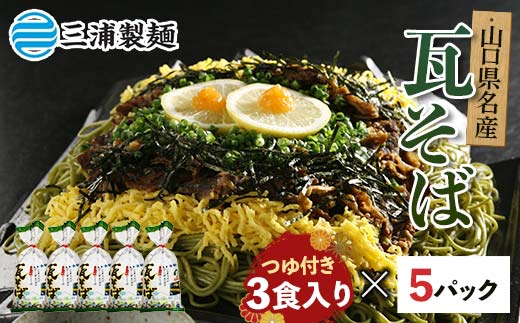 瓦そば3食入り5パックセット 蕎麦 そば 瓦そば つゆ セット 抹茶 蒸し麺 麺 麺類 食品 F6L-1212