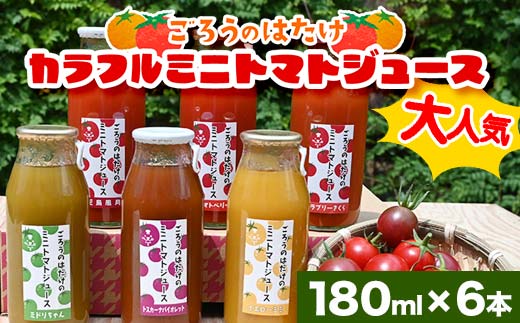 大人気 ごろうのはたけ カラフルミニトマトジュース 180ml×6本 トマト カラフルトマト ミニトマト ジュース 野菜 ご当地 グルメ 飲料 ギフト 贈り物 F6L-1321