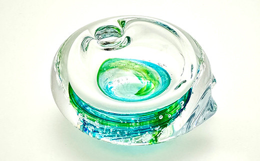 【ギフト用】游水（ゆうすい）　黄緑×水色＜ガラス作家 池本美和＞ F6L-438 【ギフト用】黄緑×水色