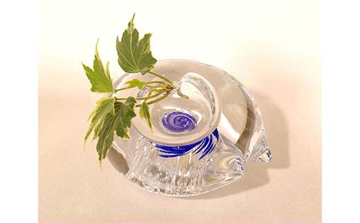 ＜ガラス作家 池本美和＞游水 ゆうすい ＜青色×水色＞ 硝子 ガラス 池本美和 贈り物 ギフト F6L-440 青色×水色