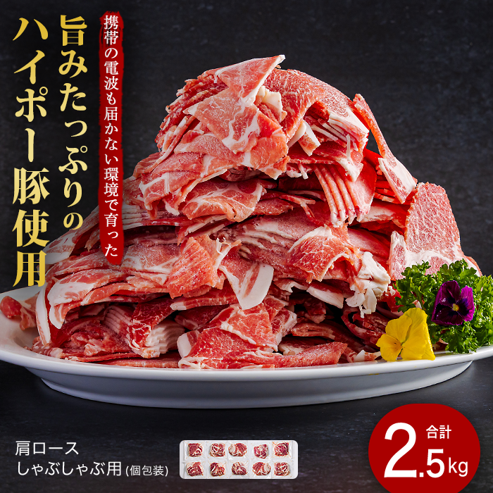 豚肉 肩ロース しゃぶしゃぶ 250g×10パック 小分けセット | 携帯の電波も届かない環境で育った旨みたっぷりのハイポー豚 豚 肉 お肉 ※配送不可:離島