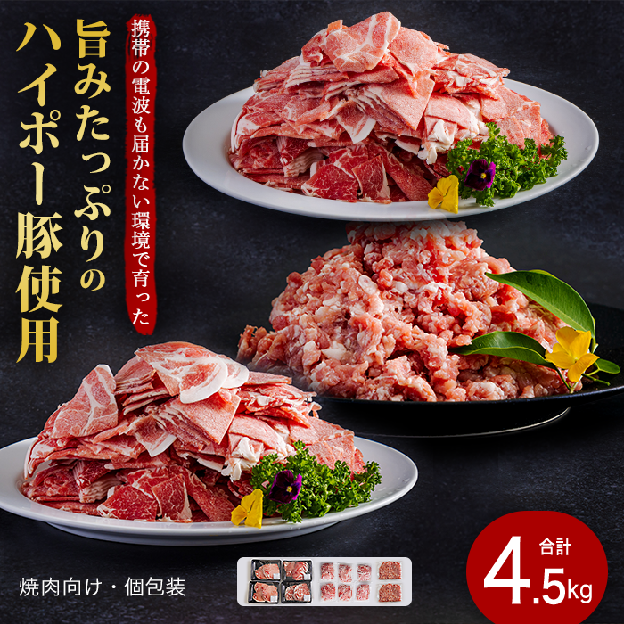 豚肉 阿武町産 豚肉 盛り合わせ 4.5kg | 携帯の電波も届かない環境で育った旨みたっぷりのハイポー豚 豚 肉 お肉 ※配送不可:離島