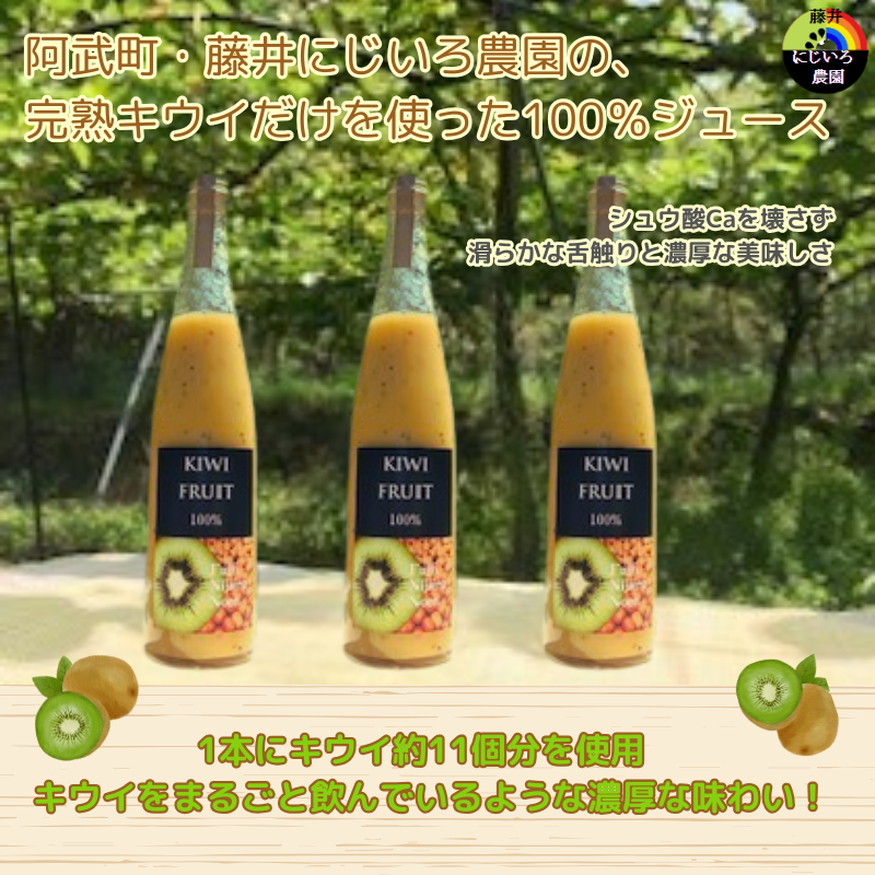 阿武町産 完熟キウイ 100％ジュース 500ml×3本セット 高品質 高濃度 滑らか果実感 1本にキウイ11個分 キウイ100% 果汁100% 自然の甘み まるごとキウイ 果実飲料