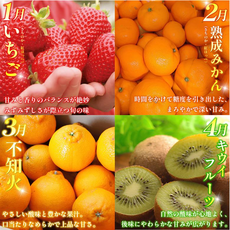 フルーツ 定期便 12ヶ月 果物 季節 旬 詰め合せ 国産 おまかせ 産地直送 シャインマスカット すだち いちご みかん キウイ 不知火 桃 デラウェア ピオーネ 梨 柿 あたご柿 徳島