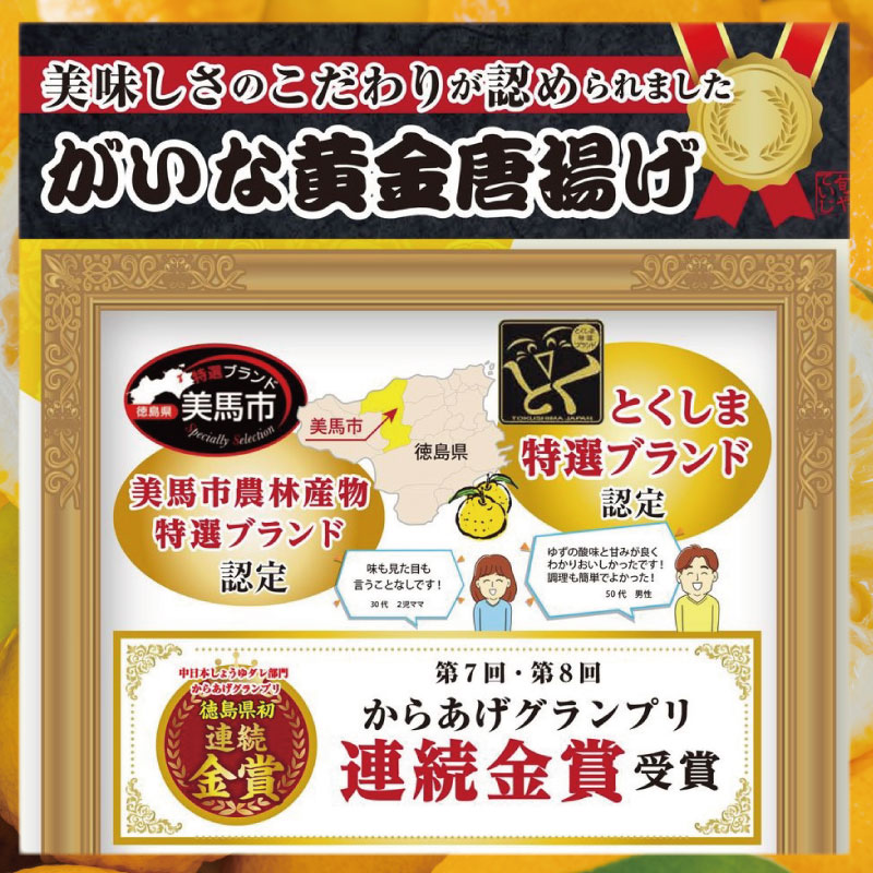唐揚げ 鶏肉 鶏 柚子 400g×3パック から揚げ 国産 鶏 からあげ 柚子薫る がいな 黄金からあげ フライドチキン グルメ 柑橘 みかん 小分け おかず 弁当 惣菜 ビール おつまみ 簡単調理 人気 おすすめ 送料無料 なし 美味しい 美馬 徳島