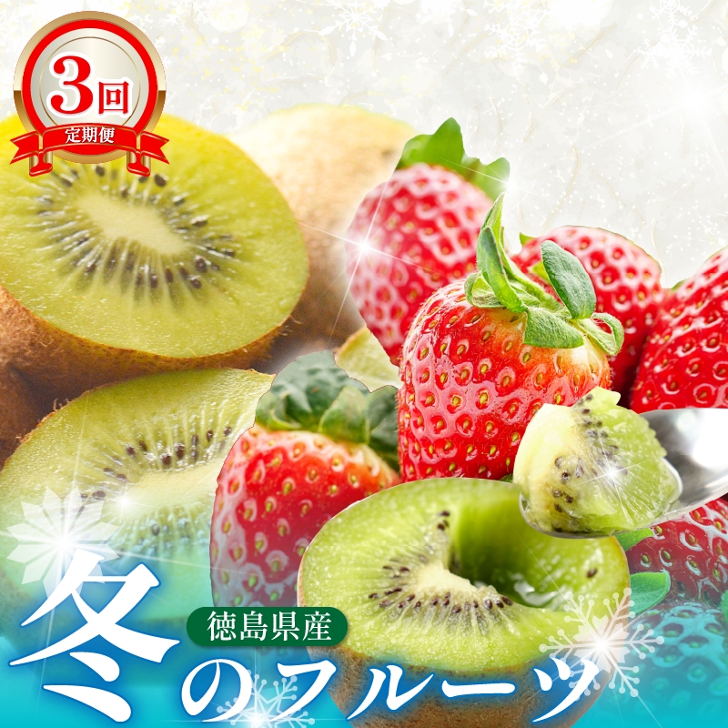フルーツ 定期便 全3回 いちご キウイ 紅ほっぺ さちのか ギフト 果物 冬 徳島県産 産地直送 新鮮 3ヶ月