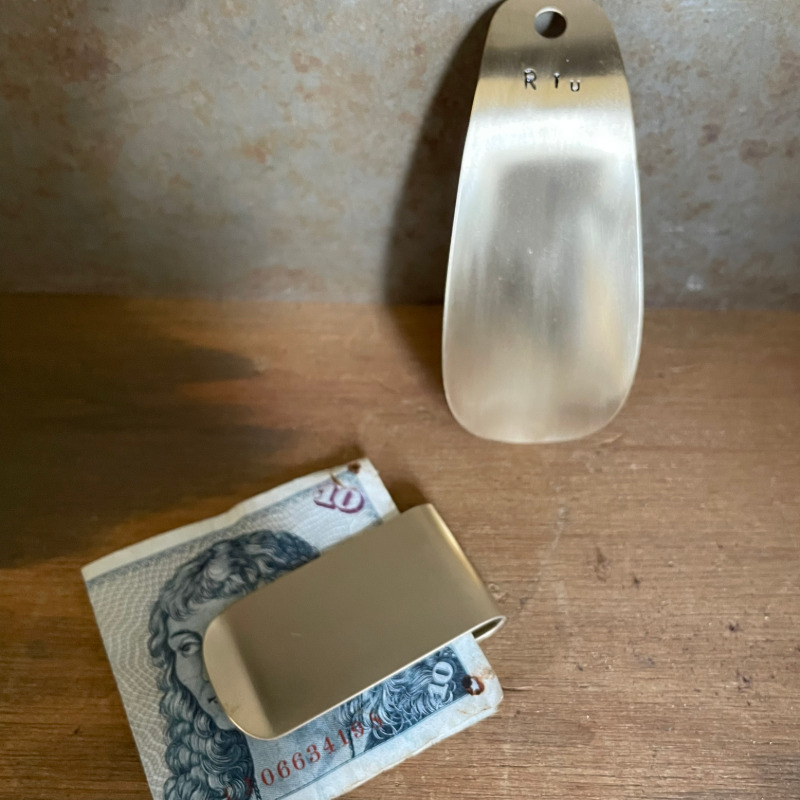 マネークリップと靴べらのセット ハンドメイド 受注生産 父の日 おしゃれ ビジネス ギフト プレゼント gift シンプル 真鍮