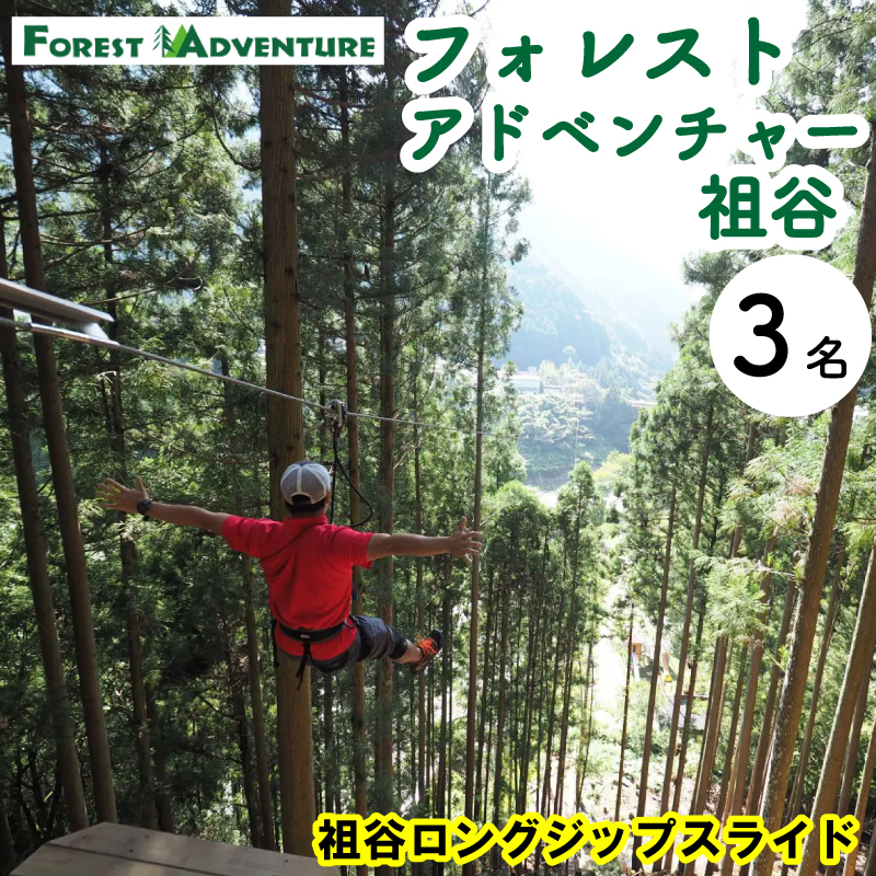 フォレストアドベンチャー祖谷 3名 祖谷ロングジップスライド 利用券