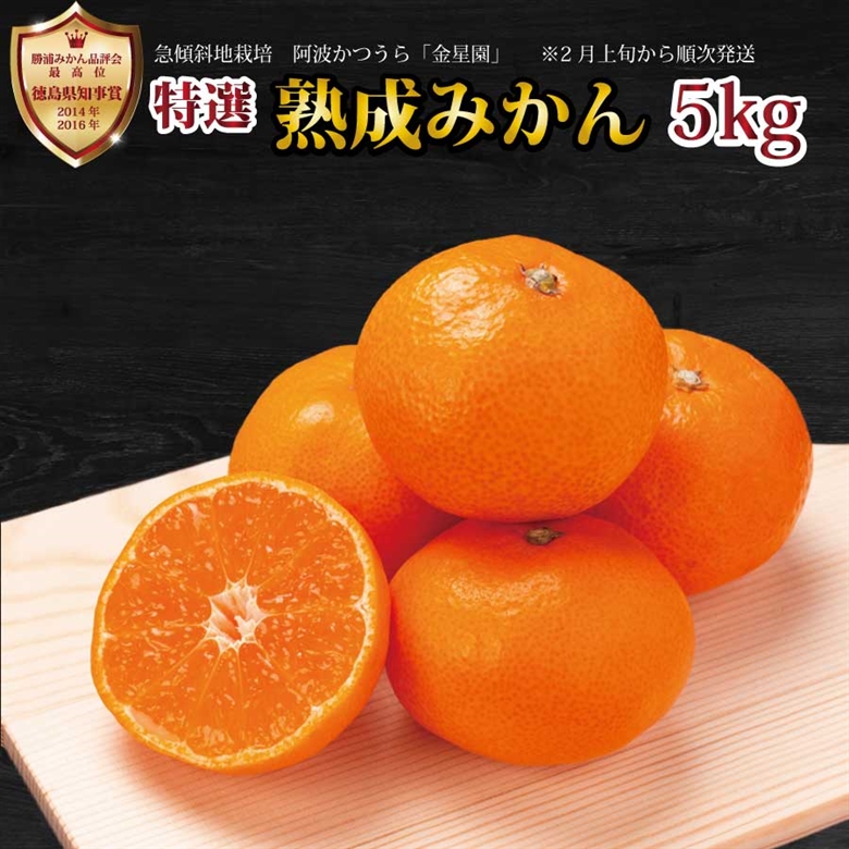 金星園 特選 熟成みかん 秀品 S-LLサイズ 5kg