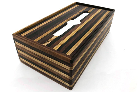 ティッシュケース（寄木）［徳島 那賀 木製 木製品 黒檀 紫檀 欅 黄金壇 木目 ティッシュケース ティッシュカバー ティッシュボックスケース ティッシュボックスカバー 箱ティッシュケース ティッシュ カバー ケース ボックス 和風 シンプル 高級感 おしゃれ 丈夫 雑貨 インテリア インテリア雑貨 生活雑貨 手作り 詰め替え 母の日 父の日 プレゼント ギフト 贈物］【KT-9-2 】