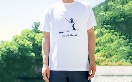 Wood HeadオリジナルロゴTシャツ Mサイズ WH-10-2 徳島 那賀 白Tシャツ Tシャツ 半袖シャツ 半袖 ロゴ おしゃれ おみやげ お洒落 M