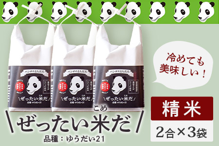 令和7年産 徳島県那賀町産 ぜったい米(こめ)だ 2合×3袋 ゆうだい21【徳島 那賀町 国産 米 お米 白米 精米 徳島県産 国産米 高級米 単一原料米 おいしい 冷めても美味しい お弁当 おにぎり 遠足 ピクニック 贈物 プレゼント お歳暮 ギフト プチギフト 産地直送】ZP-1