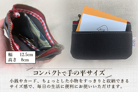 帆布コインケース 1個 サイズ(cm)：W12.5×H8【徳島県 那賀町 手作り コインケース カードケース 帆布 キャンバス ハンドメイド 筆箱 小物 収納 ファスナー 布 日用品 文房具 日本製 コンパクト ランダムカラー プレゼント レディース メンズ 男女兼用 mayacon】MY-4