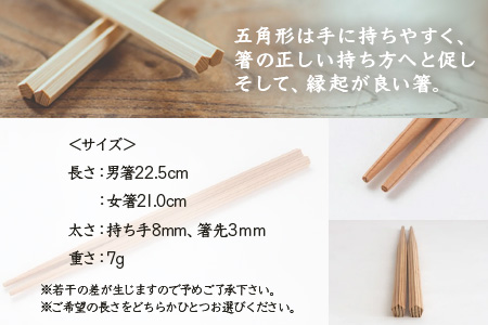 【選べるサイズ】五稜箸木頭朱杉 1膳 【21.0cm（小さめが好きな方、10才以上のお子様向け）】WH-13-21-0【徳島県 那賀町 日本製 五稜箸 五角形 木頭朱杉 無塗装 手造り 箸 無垢 防腐剤 漂白剤 不使用 無塗装】 21.0cm（小さめが好きな方、10才以上のお子様向け）
